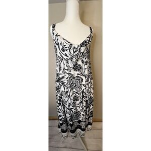 Knox Rose Women's Wide Strap Sleeveless A-Line Dress Black Floral Size Medium